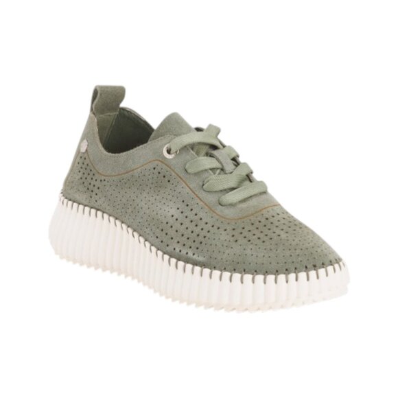 Carmela Shoes - CARMELA Khaki Suede Perforated Sneakers